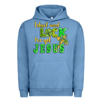 Pigment Pebble Blue i dont need luck i have got jesus Urban Hoodie - AdoDesignShop