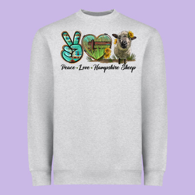 Peace Love Hampshire Sheep Heavyweight Sweatshirt Designed By Lillyallendesigns