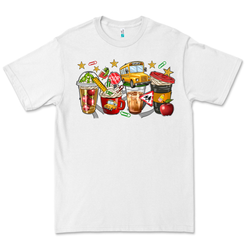 School Bus Coffee Cups Premium Tee by NancyCooperArtShop | Teevron