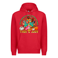 Red The Turkey Ain’t The Only Thing Lookin Thick & J Premium Hoodie - CowhideDigitalArt