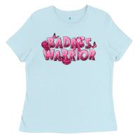 Baby Blue Badass warrior Breast Cancer Ladies Tee - NancyCooperArtShop