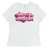 White Badass warrior Breast Cancer Ladies Tee - NancyCooperArtShop