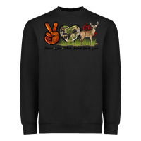 Black Peace Love White Tailed Buck Deer Heavyweight Sweatshirt - LillyAllenDesigns