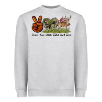 Heather Grey Peace Love White Tailed Buck Deer Heavyweight Sweatshirt - LillyAllenDesigns
