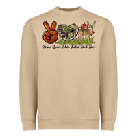 Mushroom Peace Love White Tailed Buck Deer Heavyweight Sweatshirt - LillyAllenDesigns