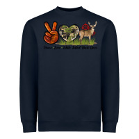 Navy Peace Love White Tailed Buck Deer Heavyweight Sweatshirt - LillyAllenDesigns