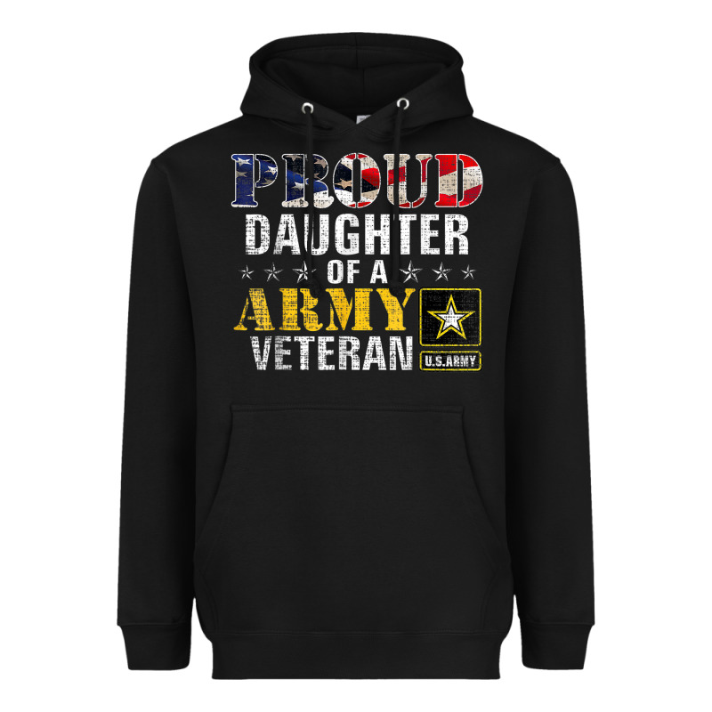 Proud Daughter Of A Army Veteran American Flag Military Gift Heavyweight Hoodie by longCreatives | Teevron