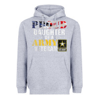 Heather Grey proud daughter of a army veteran american flag military gift Heavyweight Hoodie - longCreatives
