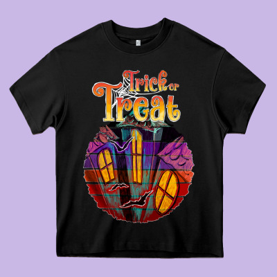 Trick Treat Black Heavy Core Tee Designed By Jahusdesignshop
