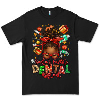 Black Santa's Favorite Dental Assistant Afro Messy Bun Premium Tee - texasbilliewilder