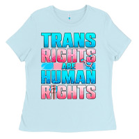 Baby Blue Trans rights are human rights Ladies Tee - NancyCooperArtShop