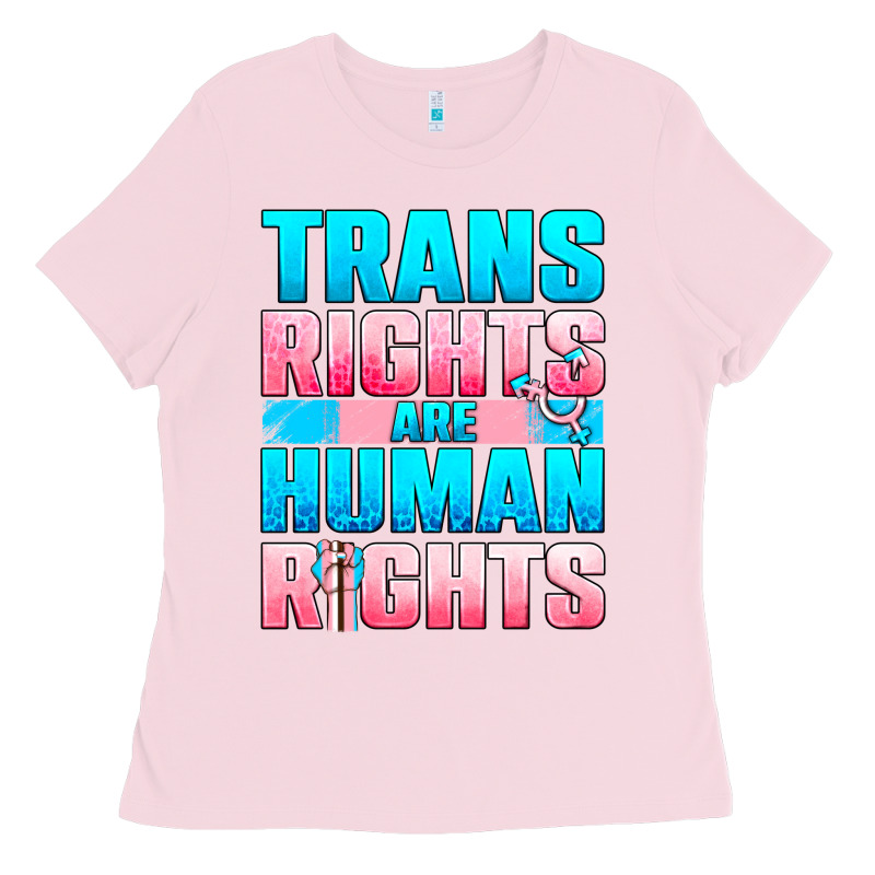 Trans Rights Are Human Rights Ladies Tee by NancyCooperArtShop | Teevron