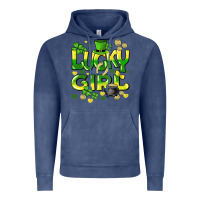 Vintage Denim lucky girl st. patricks day Vintage Hoodie - HowdyJamesFarm