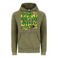 Vintage Olive lucky girl st. patricks day Vintage Hoodie - HowdyJamesFarm