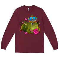 Burgundy valentines day frog prince olivia Long Sleeve Tee - OliviaCreatesArt