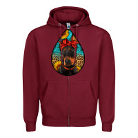 Burgundy doberman Zipper Hoodie - Artiststas