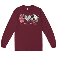 Burgundy Peace Love Pitties Long Sleeve Tee - Jasminsmagicworld