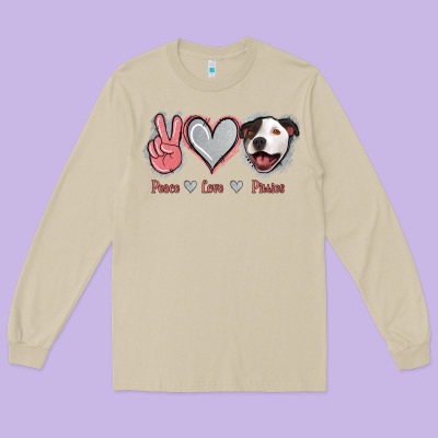 Peace Love Pitties Long Sleeve Tee Designed By Jasminsmagicworld