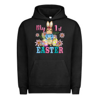 Pigment Black my first easter with baby bunny and eggs Urban Hoodie - AdoDesignShop