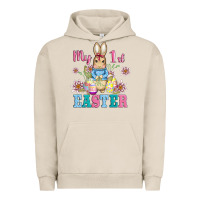 Pigment French Oak my first easter with baby bunny and eggs Urban Hoodie - AdoDesignShop
