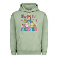 Pigment Oil Green my first easter with baby bunny and eggs Urban Hoodie - AdoDesignShop