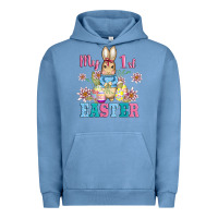 Pigment Pebble Blue my first easter with baby bunny and eggs Urban Hoodie - AdoDesignShop