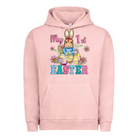 Pigment Salmon my first easter with baby bunny and eggs Urban Hoodie - AdoDesignShop