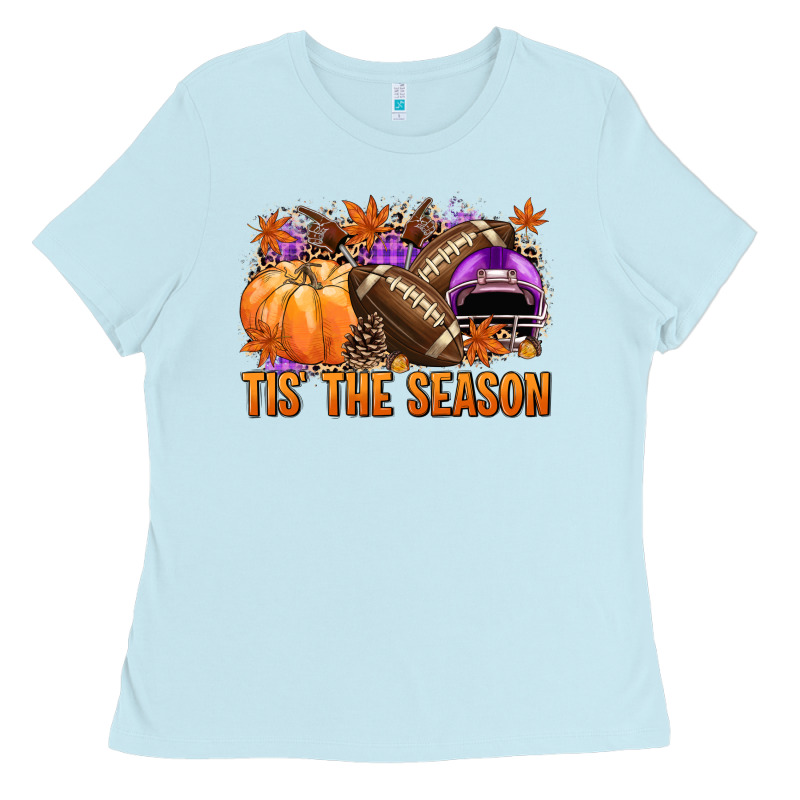 Tis' The Season Football Purple Helmet Ladies Tee by NancyCooperArtShop | Teevron