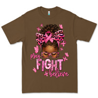 Cacao pray fight believe breast cancer afro messy Premium Tee - texasbilliewilder