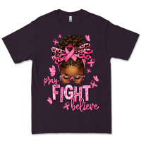 Plum pray fight believe breast cancer afro messy Premium Tee - texasbilliewilder