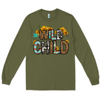 Army Green wild child Long Sleeve Tee - OliviaCreatesArt