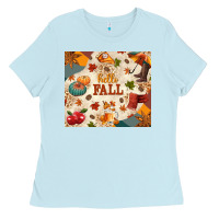 Baby Blue Hello Fall Ladies Tee - texasbilliewilder