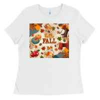 White Hello Fall Ladies Tee - texasbilliewilder