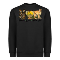 Black Peace Love Wild cat Heavyweight Sweatshirt - LillyAllenDesigns