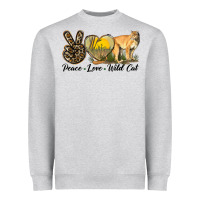 Heather Grey Peace Love Wild cat Heavyweight Sweatshirt - LillyAllenDesigns