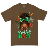 Cacao Basketball Mom Afro Messy Bun Premium Tee - texasbilliewilder