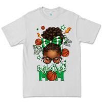 Dove Grey Basketball Mom Afro Messy Bun Premium Tee - texasbilliewilder