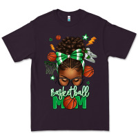 Plum Basketball Mom Afro Messy Bun Premium Tee - texasbilliewilder