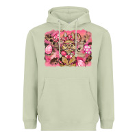 Matcha pink camouflage bunny background Heavyweight Hoodie - BarkalooDesign