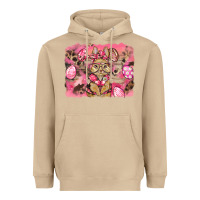 Mushroom pink camouflage bunny background Heavyweight Hoodie - BarkalooDesign