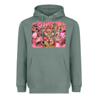 Sage pink camouflage bunny background Heavyweight Hoodie - BarkalooDesign