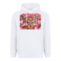 White pink camouflage bunny background Heavyweight Hoodie - BarkalooDesign