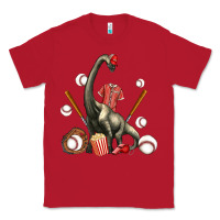 Red brachiosaurus with baseball Classic Tee - Artiststas