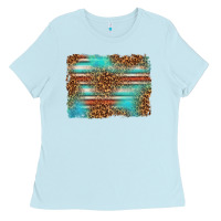 Baby Blue Serape and Leopard Background Ladies Tee - texasbilliewilder