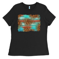 Black Serape and Leopard Background Ladies Tee - texasbilliewilder