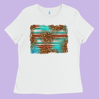 Serape And Leopard Background Ladies Tee Designed By Texasbilliewilder