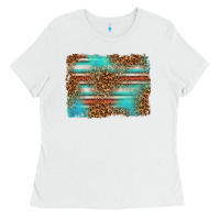 White Serape and Leopard Background Ladies Tee - texasbilliewilder