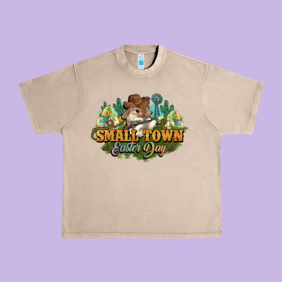 Small Town Easter Day Urban Heavy Tee Designed By Howdyjamesfarm