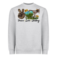 Heather Grey Peace Love Donkey Heavyweight Sweatshirt - LillyAllenDesigns