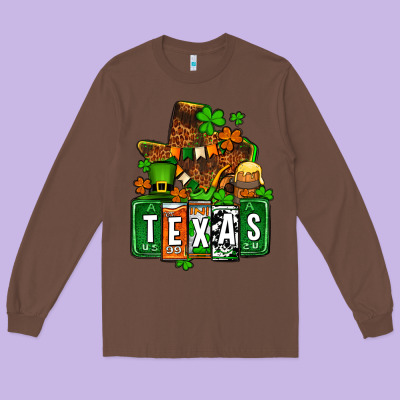 St. Patrick's Texas Map Long Sleeve Tee Designed By Oliviacreatesart